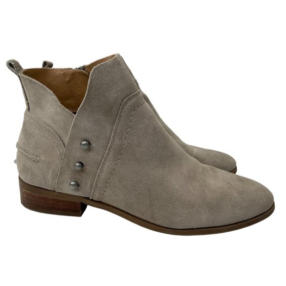 Franco Sarto Women's Robin Taupe Suede Zip Up Ankle Boot Size 9.5M EUC - Picture 1 of 7